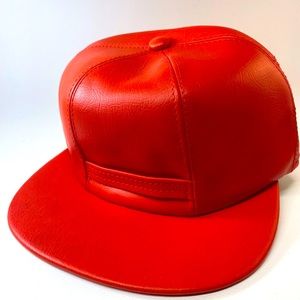 AWESOME VINTAGE RED LEATHER HAT FOR SMALL HEAD SZ 7
